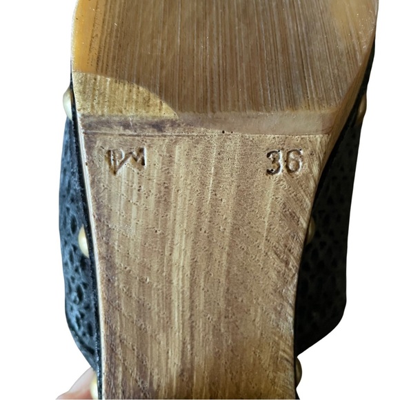 Eric Michael Black and Brown Mules with Mesh and Studded Design Size 36 - Picture 9 of 10